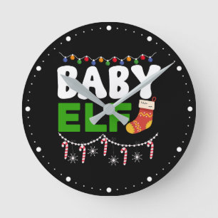 Horloge Ronde Bébé Elfe Noël Conception de vacances-84608