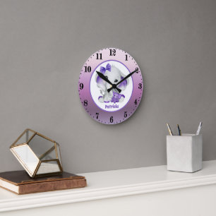 Horloge Ronde bébé fille éléphant ajouter nom pépinière