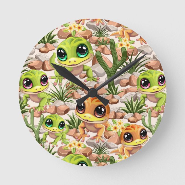 Horloge Ronde Bébé Geckos jote personnages de dessin (Recto)