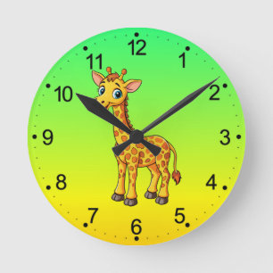 Horloge Ronde Bébé girafe mignon dessin animé-35281