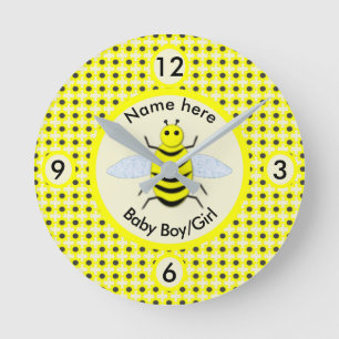Horloge Ronde Bébé Jaune mignonne Bee Genre Neutre Soirée person
