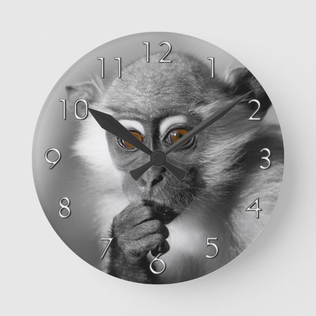 Horloge Ronde Bébé Mangabey Singe (Recto)