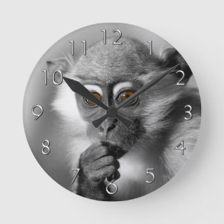 Horloge Ronde Bébé Mangabey Singe