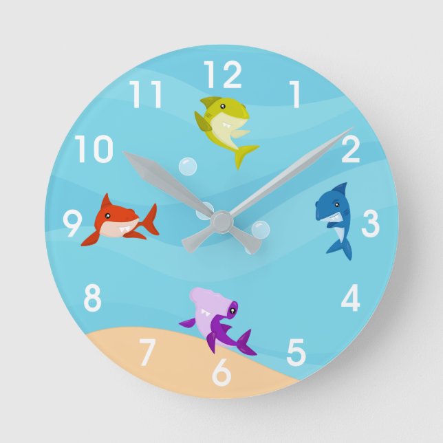 Horloge Ronde Bébé mignon Requin Salle de garde pour enfants (Recto)