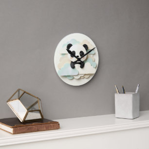 Horloge Ronde Bébé Panda Plié   Origami Mignon 