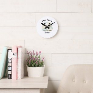 Horloge Ronde Bébé Panda Plié Origami Mignon