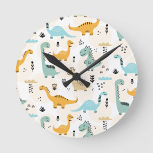 Horloge Ronde Bébés Dinosaures Garçons