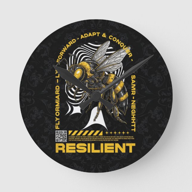 Horloge Ronde Bee Resilient – Motivational Bee Positivity Design (Recto)