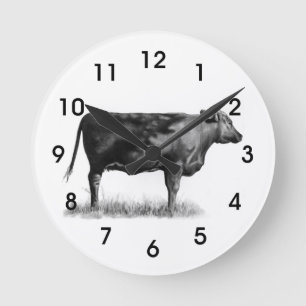 Horloge Ronde Beef Cow/Heifer à Pencil: Réaliste: Drawing