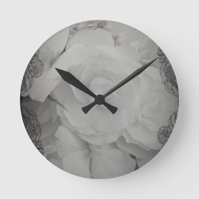 Horloge Ronde Bégonie blanche (Recto)