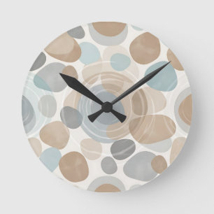 Horloge Ronde Beige Bleu Gris Minimaliste Chevauchement