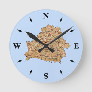Horloge Ronde Belarus Map Clock
