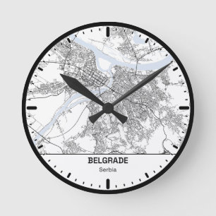 Horloge Ronde Belgrade Clock City Line Art