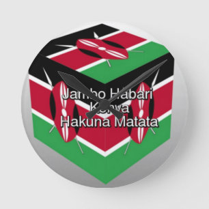 Horloge Ronde Belle Belle Cube Kenyane Drapeau avec salutation