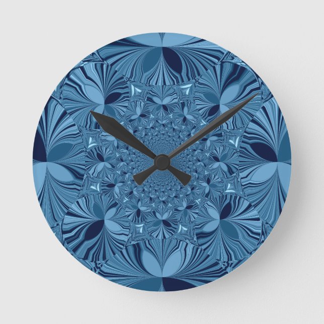 Horloge Ronde Belle Belle Iridescente Blue Kaleidoscope Art (Recto)