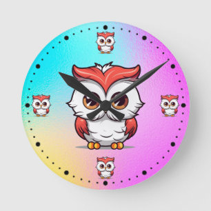 Horloge Ronde Belle chouette de style Kawaii dessin animé