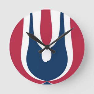 Horloge Ronde Belle couleur rouge, blanc, bleu texture Abstraite