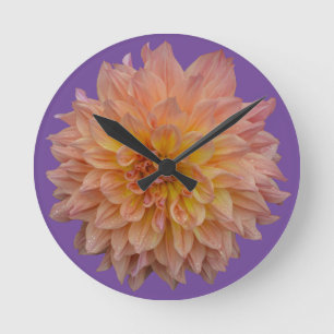 Horloge Ronde Belle dahlia orange