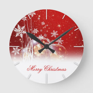 Horloge Ronde Belle illustration festive "Joyeux Noël"