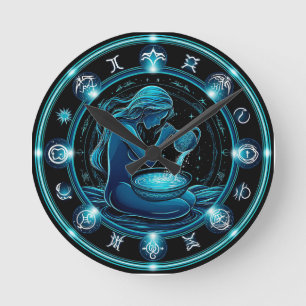 Horloge Ronde Belle illustration numérique du signe du Verseau