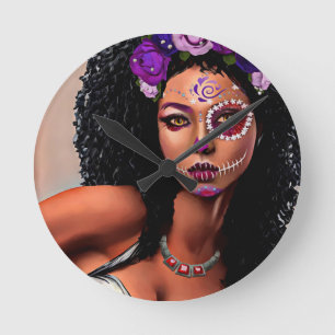 Horloge Ronde Belle Journée de la femme noire africaine de l'art