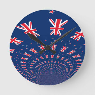 Horloge Ronde Belle Nouvelle-Zélande Drapeau Art Design