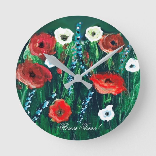 Horloge Ronde Belle peinture acrylique Fleur sauvage en temps de (Recto)