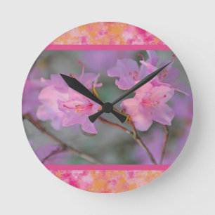 Horloge Ronde Belle Plaque Florale Rose