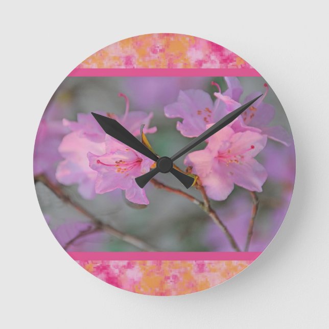 Horloge Ronde Belle Plaque Florale Rose (Recto)