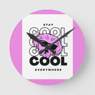 HORLOGE RONDE BELLE TENDANCE MUR DE CHIEN ROSE