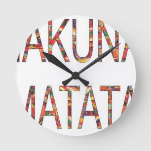 Horloge Ronde Belles couleurs africaines vintage Hakuna Matata A