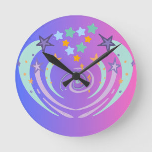 Horloge Ronde belles étoiles et cœur