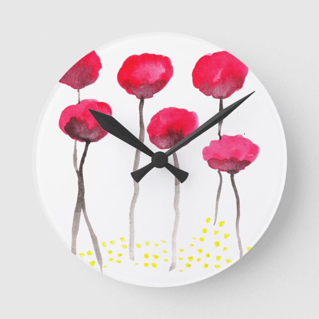 Horloge Ronde Belles pavots aquarelle (Recto)