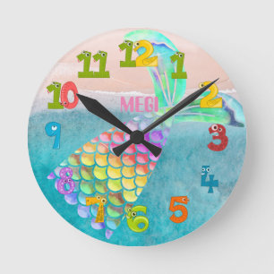 Horloge Ronde Belles plages de mer et sirènes