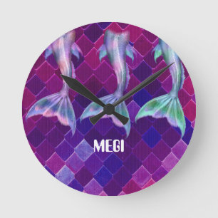 Horloge Ronde Belles plages de mer et sirènes 24h/24