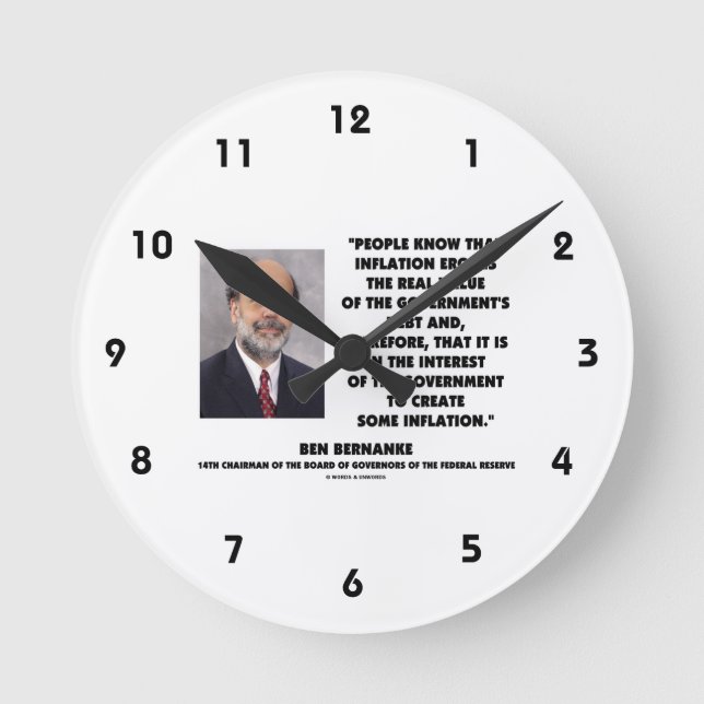 Horloge Ronde Ben Bernanke : l'inflation s'érode de la dette pub (Recto)