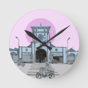 Horloge Ronde Ben Thanh Market Saigon Vietnam Illustration
