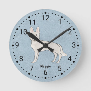 Horloge Ronde Berger Blanc Suisse Blanc GSD Chien de Dessin Anim