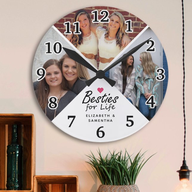 Horloge Ronde Besoins Pour La Vie Moderne Coeur Rose Amis Photo (Créateur téléchargé)