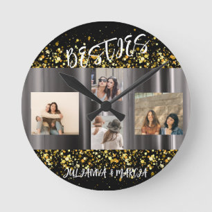 Horloge Ronde Best Friends Besties Photo Collage BFF Keepsaké