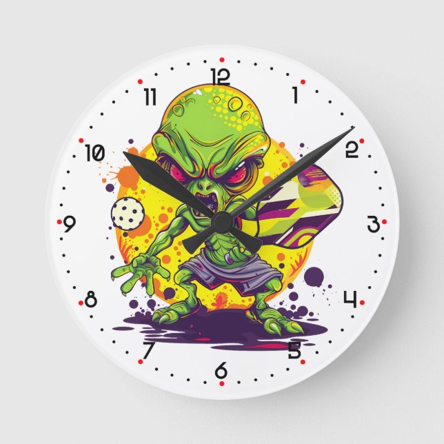 Horloge Ronde Bête de Dink à Gravité Zéro Pickleball  (Recto)