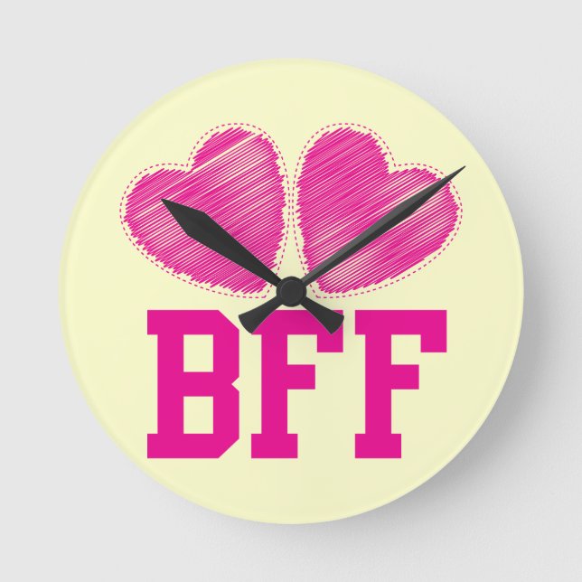 Horloge Ronde BFF Best Friends pour toujours avec coeur d'amour (Recto)