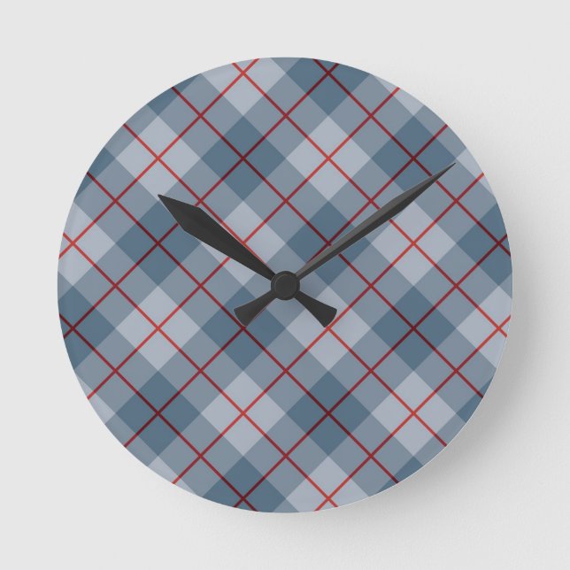 Horloge Ronde Bias Plaid Blue Red Stripe (Recto)