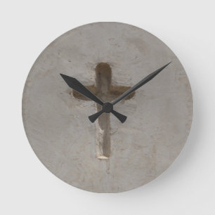 Horloge Ronde Bible croisée chrétienne primitive de favori de