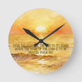 Horloge Ronde Bible Verse Personalized Sunrise Ocean Wall Clock