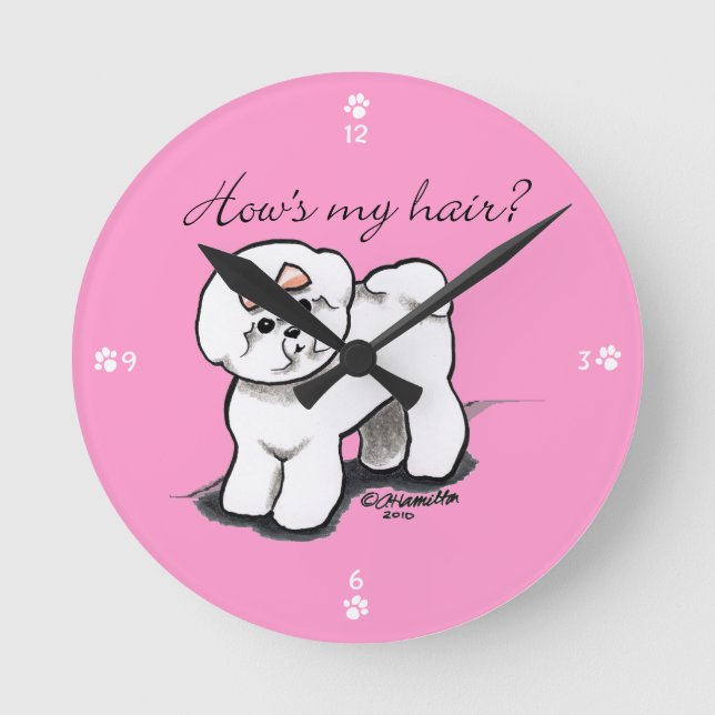 Horloge Ronde Bichon Frise Habille Mes Cheveux (Recto)