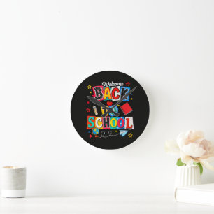 Horloge Ronde Bienvenue à l'école Professeur Bonne Première Jour