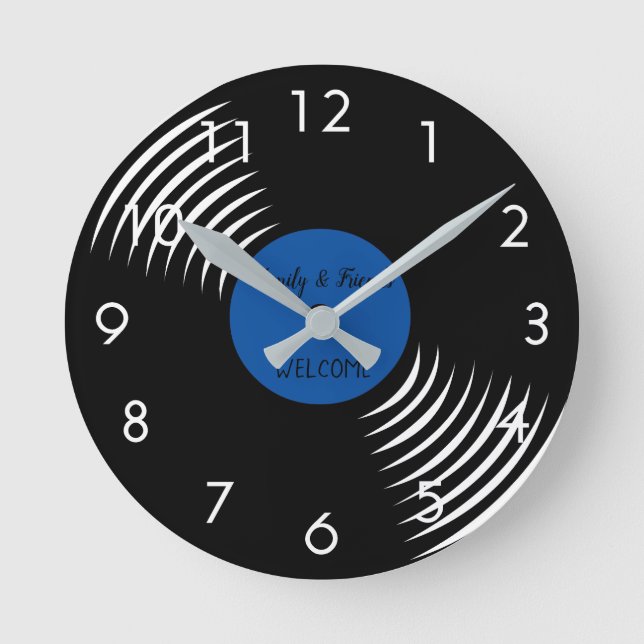 Horloge Ronde Bienvenue du disque vinyle migre (Recto)