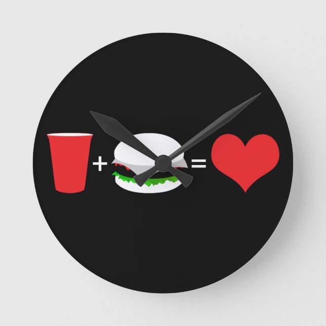 Horloge Ronde bière + hamburger = amour (Recto)