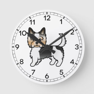 Horloge Ronde Biewer Terrier Yorkie Cute Cartoon Chien